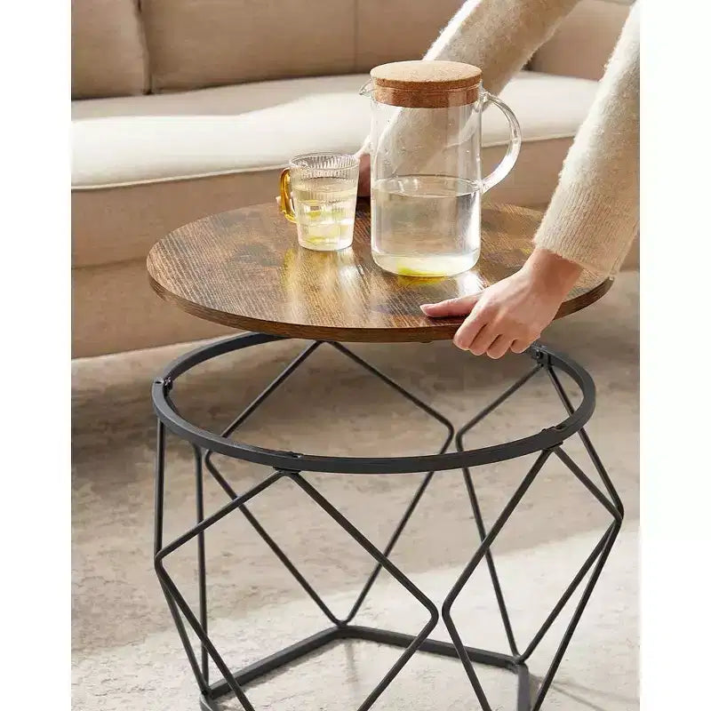 Small Round Coffee Table Set of 2 End Table for Living Room Bedroom Office