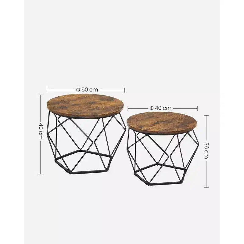 Small Round Coffee Table Set of 2 End Table for Living Room Bedroom Office