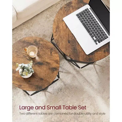 Small Round Coffee Table Set of 2 End Table for Living Room Bedroom Office