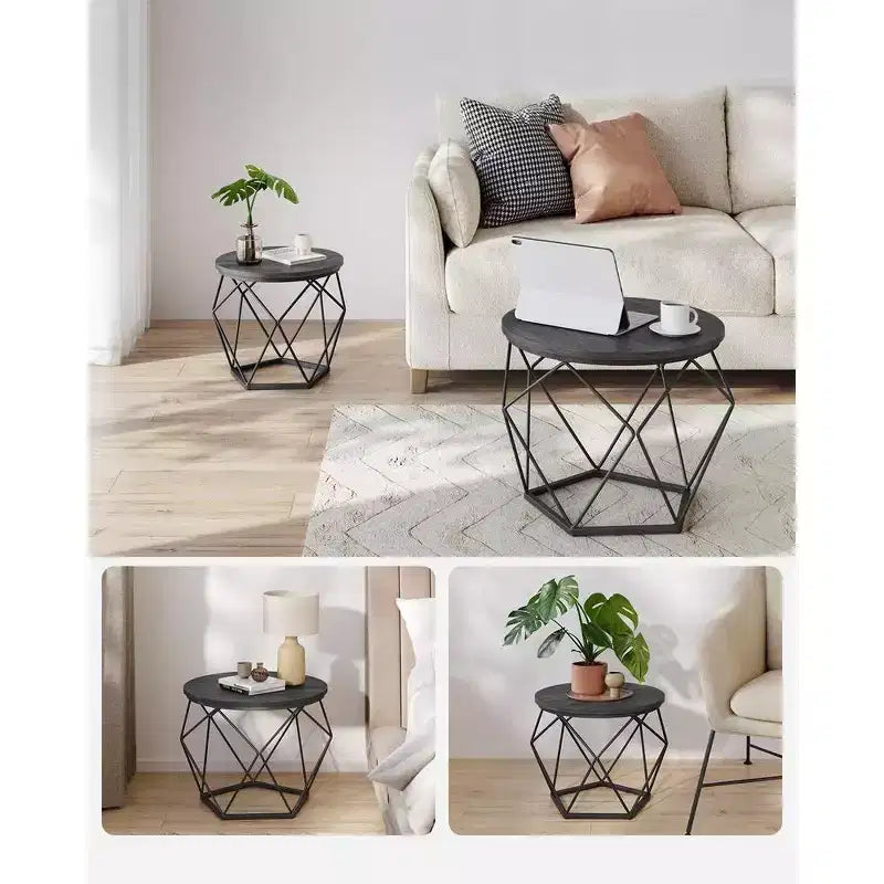Small Round Coffee Table Set of 2 End Table for Living Room Bedroom Office