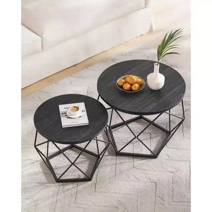Small Round Coffee Table Set of 2 End Table for Living Room Bedroom Office