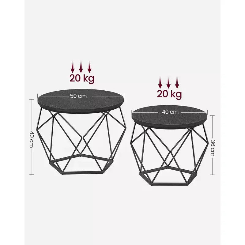 Small Round Coffee Table Set of 2 End Table for Living Room Bedroom Office