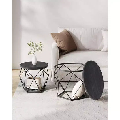 Small Round Coffee Table Set of 2 End Table for Living Room Bedroom Office