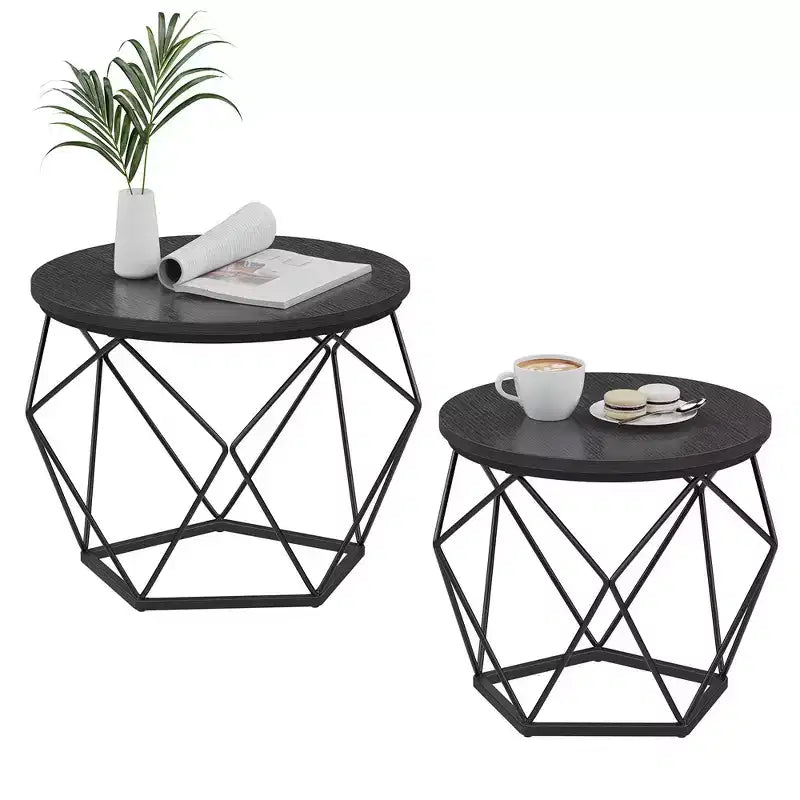 Small Round Coffee Table Set of 2 End Table for Living Room Bedroom Office