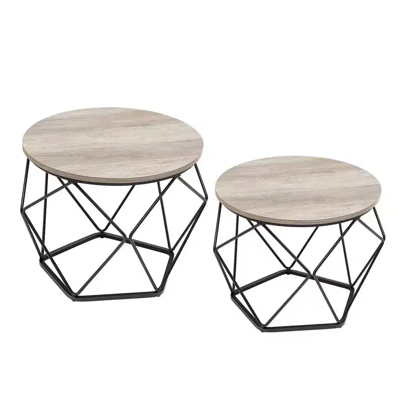 Small Round Coffee Table Set of 2 End Table for Living Room Bedroom Office
