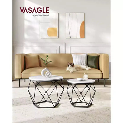 Small Round Coffee Table Set of 2 End Table for Living Room Bedroom Office