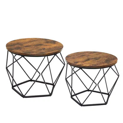 Small Round Coffee Table Set of 2 End Table for Living Room Bedroom Office