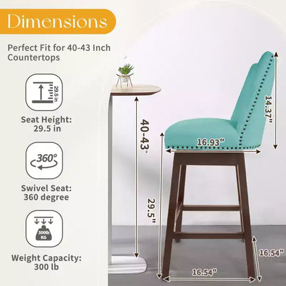 Hyleory 29.5'' Solid Wood Swivel Bar Stool(Set of 2)