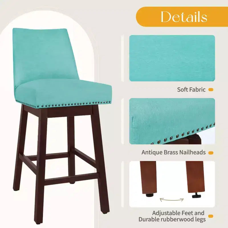 Hyleory 29.5'' Solid Wood Swivel Bar Stool(Set of 2)