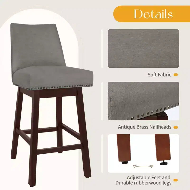 Hyleory 29.5'' Solid Wood Swivel Bar Stool(Set of 2)