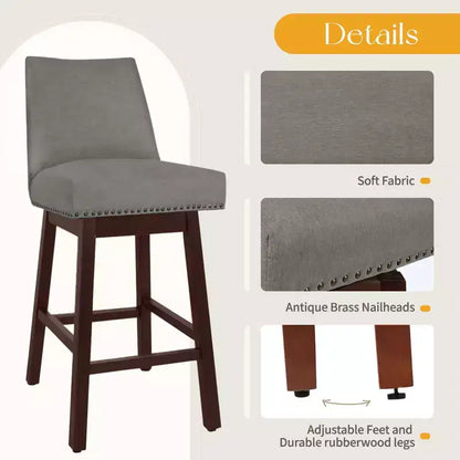 Hyleory 29.5'' Solid Wood Swivel Bar Stool(Set of 2)