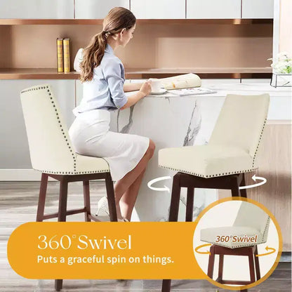 Hyleory 29.5'' Solid Wood Swivel Bar Stool(Set of 2)