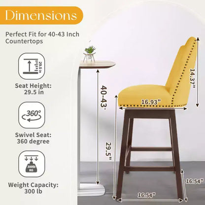 Hyleory 29.5'' Solid Wood Swivel Bar Stool(Set of 2)