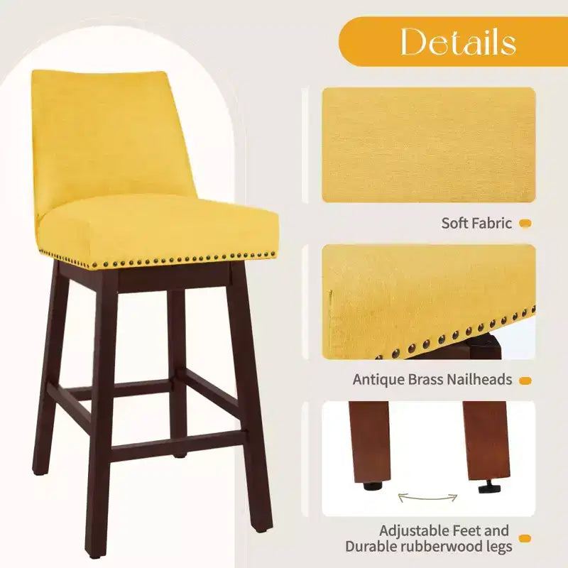 Hyleory 29.5'' Solid Wood Swivel Bar Stool(Set of 2)