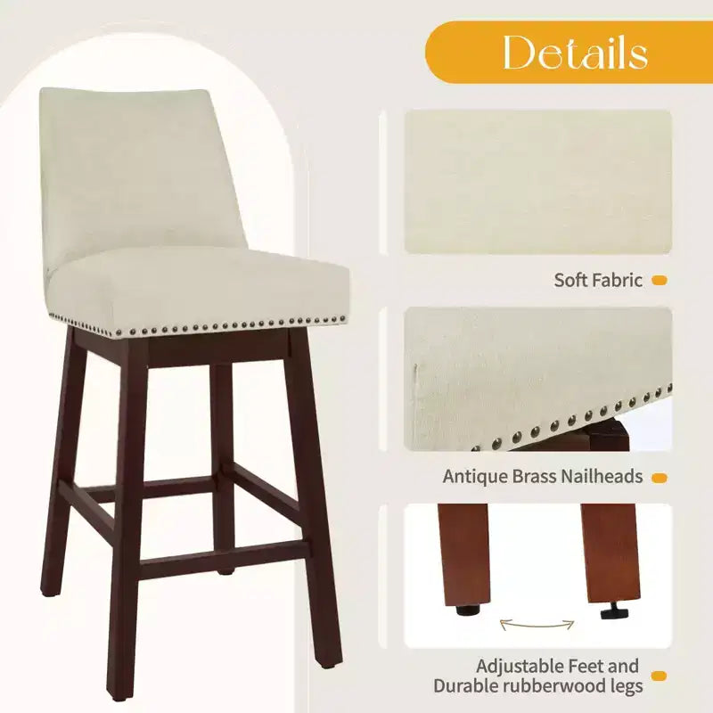 Hyleory 29.5'' Solid Wood Swivel Bar Stool(Set of 2)