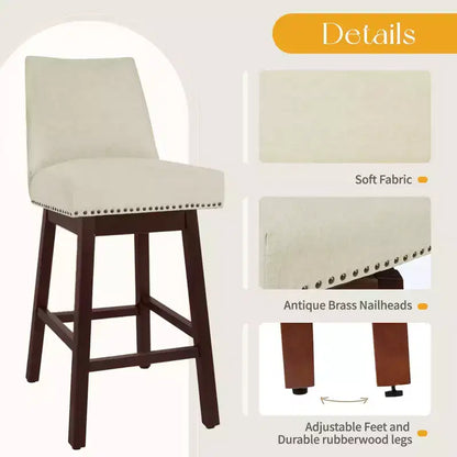 Hyleory 29.5'' Solid Wood Swivel Bar Stool(Set of 2)