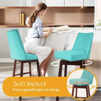 Hyleory 29.5'' Solid Wood Swivel Bar Stool(Set of 2)