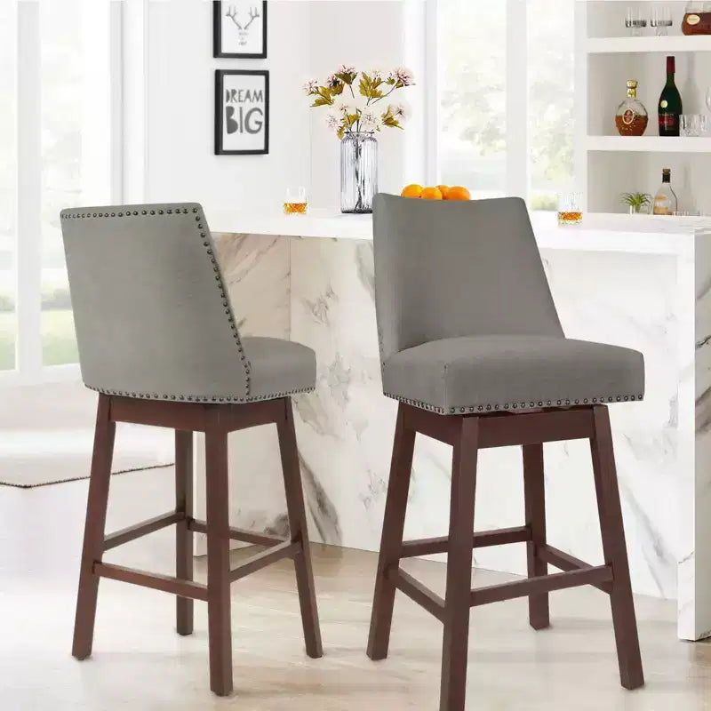 Hyleory 29.5'' Solid Wood Swivel Bar Stool(Set of 2)