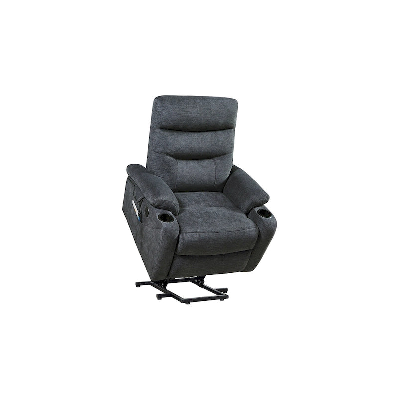 Liyasi Electric Power Lift Recliner Chair with Massage and Heat for Elderly, 3 Positions, 2 Side Pockets, Cup Holders, USB Char