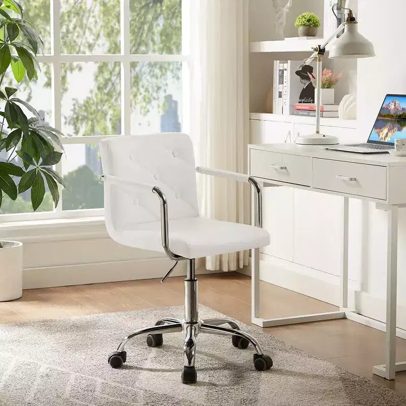Sedia da lavoro VECELO con rotelle per scrivania da ufficio a casa, regolabile in altezza