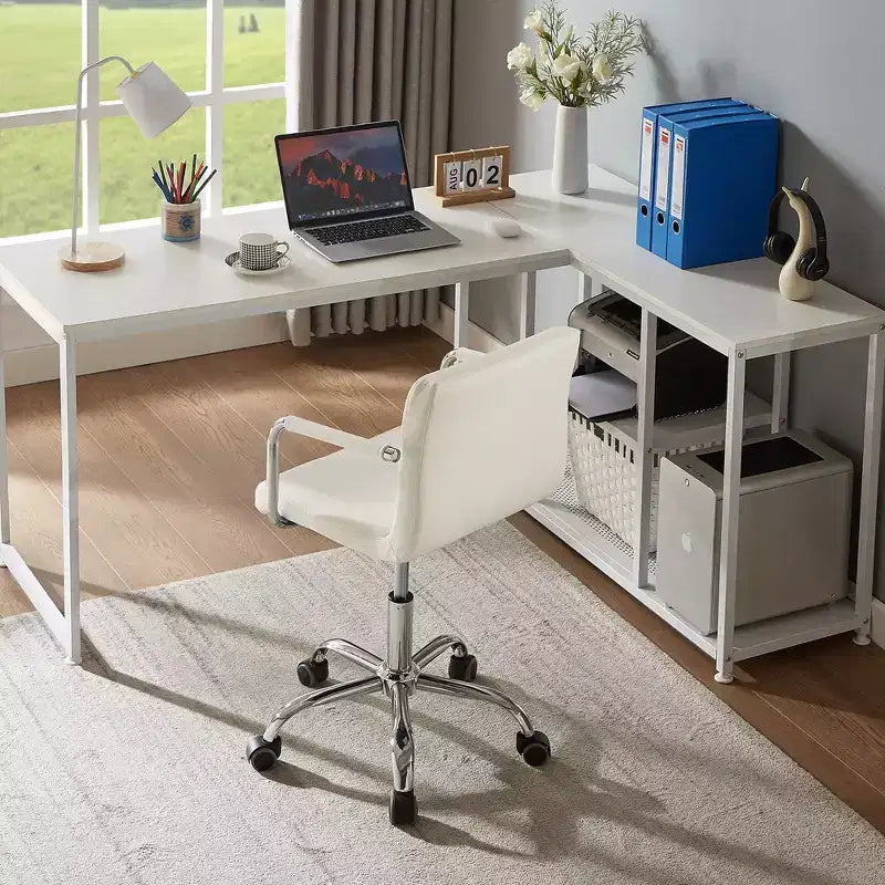 Sedia da lavoro VECELO con rotelle per scrivania da ufficio a casa, regolabile in altezza