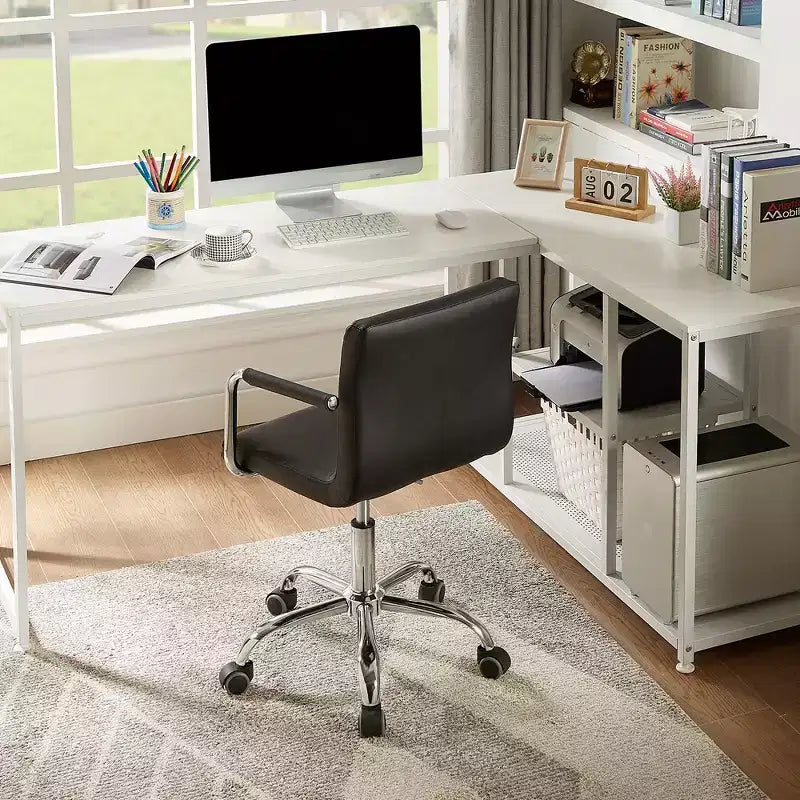 Sedia da lavoro VECELO con rotelle per scrivania da ufficio a casa, regolabile in altezza