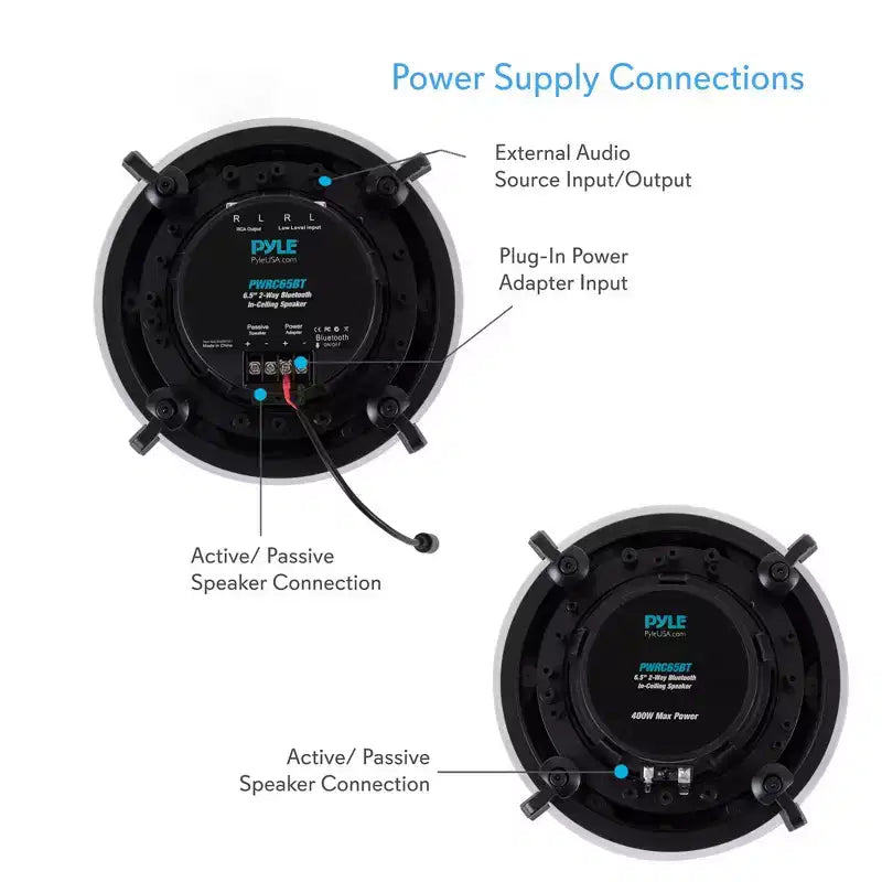 Sistema di Altoparlanti Bluetooth da Incasso a Parete/Soffitto Pyle da 6.5'' con Griglia Magnetica