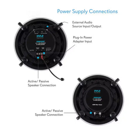 Sistema di Altoparlanti Bluetooth da Incasso a Parete/Soffitto Pyle da 6.5'' con Griglia Magnetica