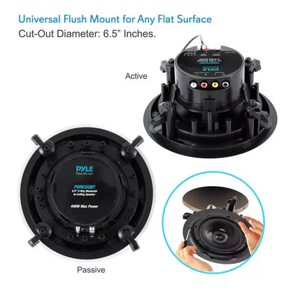 Sistema di Altoparlanti Bluetooth da Incasso a Parete/Soffitto Pyle da 6.5'' con Griglia Magnetica