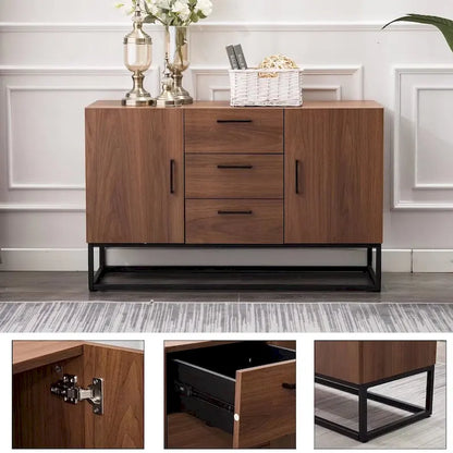 Credenza in Finto Legno con Mobiletto a 3 Cassetti