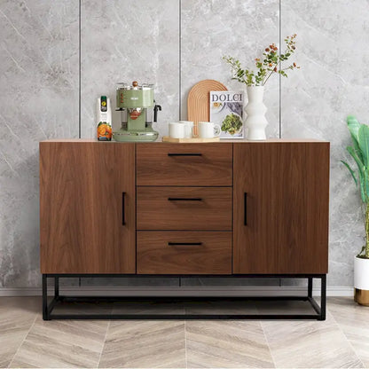 Credenza in Finto Legno con Mobiletto a 3 Cassetti
