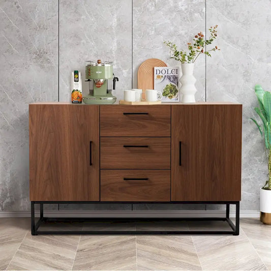 Credenza in Finto Legno con Mobiletto a 3 Cassetti