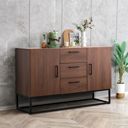 Credenza in Finto Legno con Mobiletto a 3 Cassetti