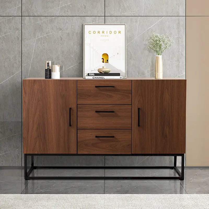 Credenza in Finto Legno con Mobiletto a 3 Cassetti