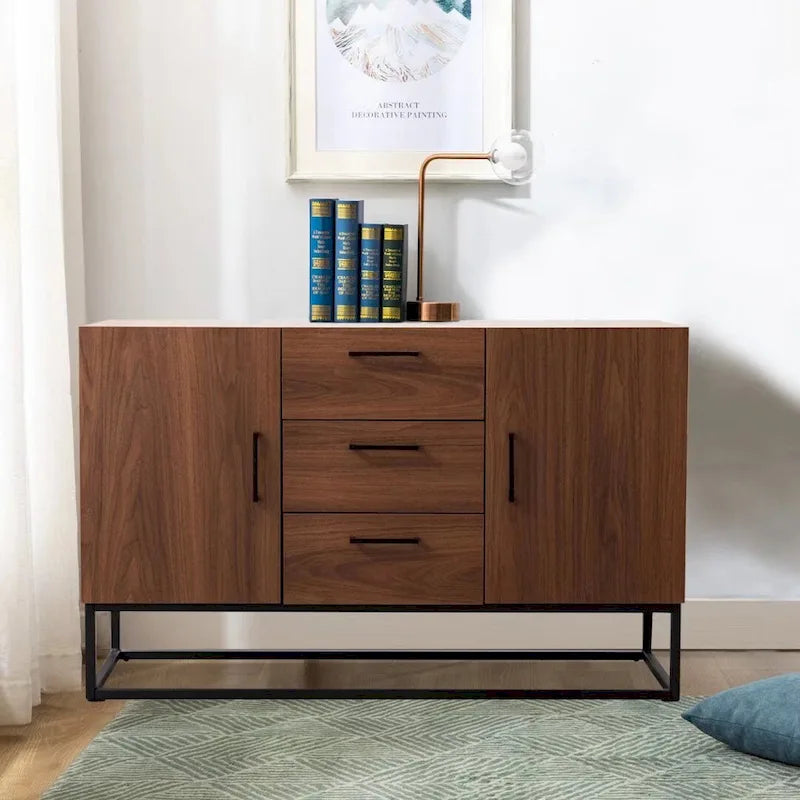 Credenza in Finto Legno con Mobiletto a 3 Cassetti
