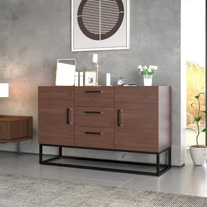Credenza in Finto Legno con Mobiletto a 3 Cassetti