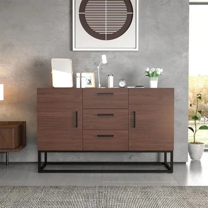 Credenza in Finto Legno con Mobiletto a 3 Cassetti