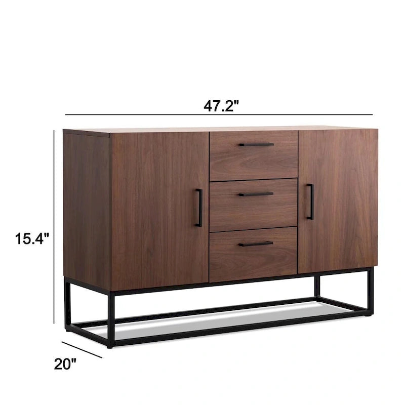Credenza in Finto Legno con Mobiletto a 3 Cassetti