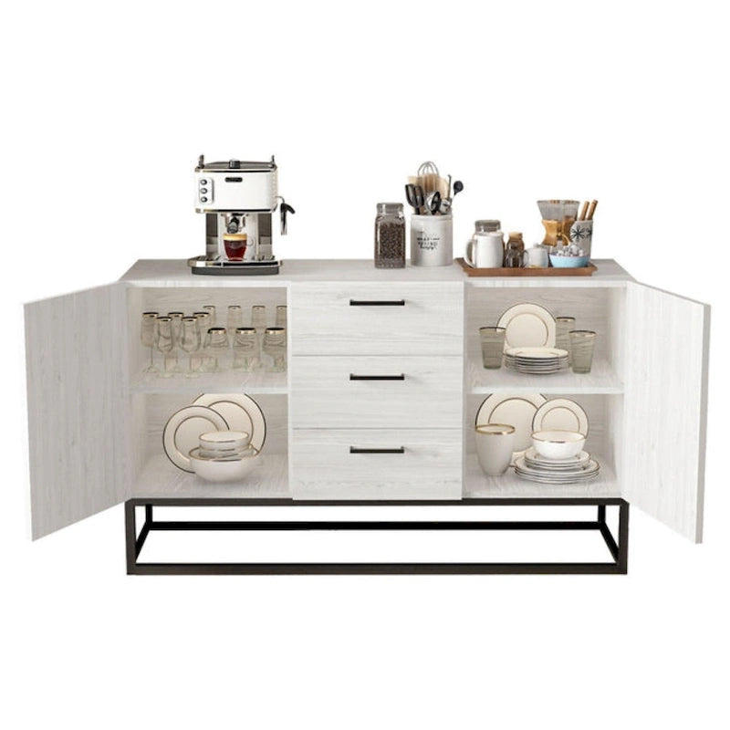 Credenza in Finto Legno con Mobiletto a 3 Cassetti