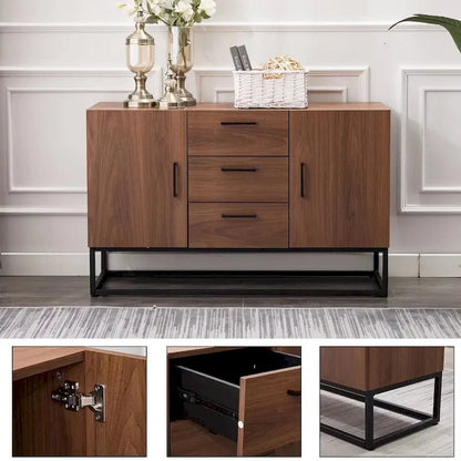 Credenza in Finto Legno con Mobiletto a 3 Cassetti