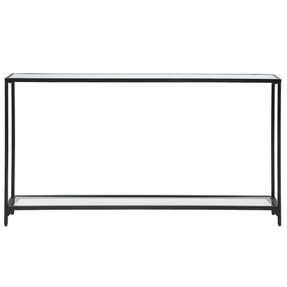 Copper Grove Metal and Tempered Glass Narrow Console Table