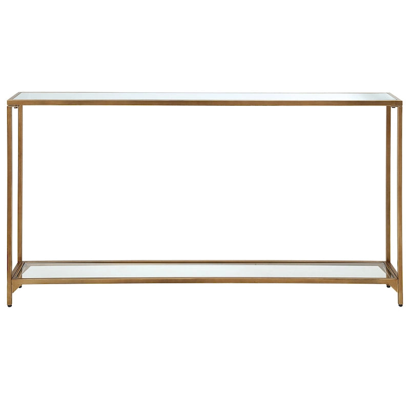 Copper Grove Metal and Tempered Glass Narrow Console Table