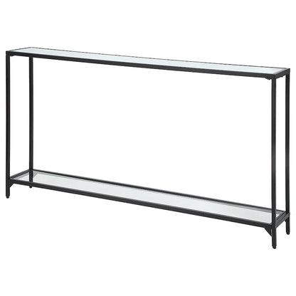 Copper Grove Metal and Tempered Glass Narrow Console Table