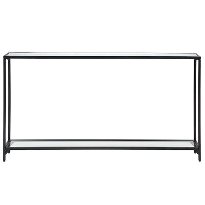 Copper Grove Metal and Tempered Glass Narrow Console Table