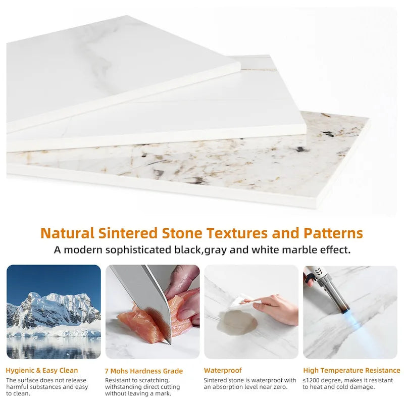 Sintered Stone End Coffee Table 2 Tier Side Table With Storage Shelf - 15.75x15.75x22.83 inch