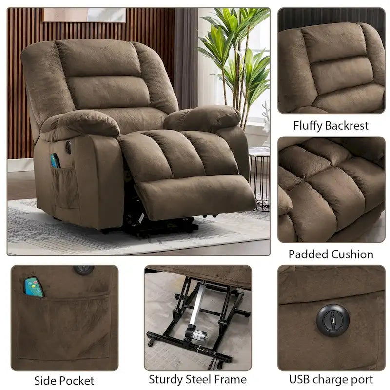 Power Lift Assit and Massage Recliner Chair for Elderly