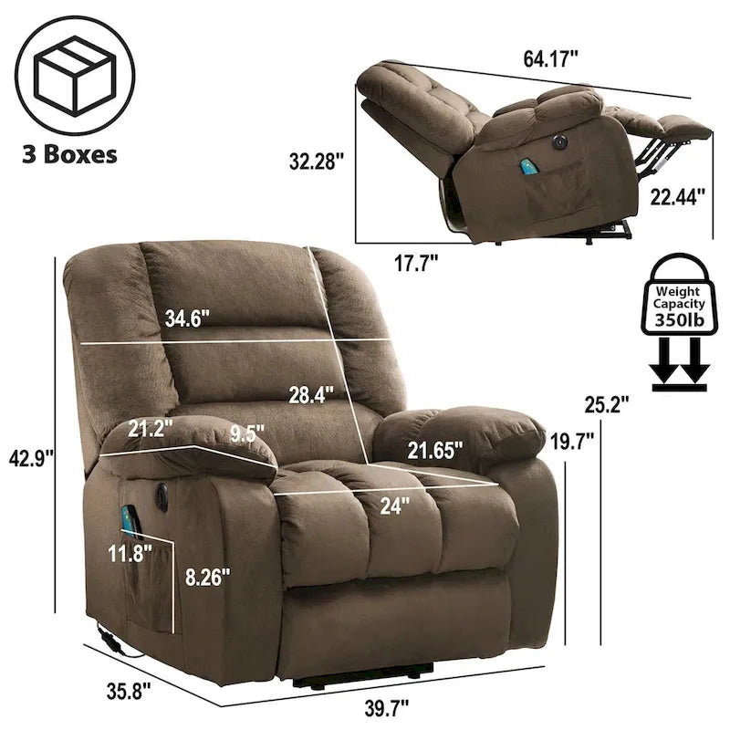 Power Lift Assit and Massage Recliner Chair for Elderly