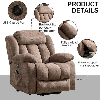 Power Lift Assit and Massage Recliner Chair for Elderly
