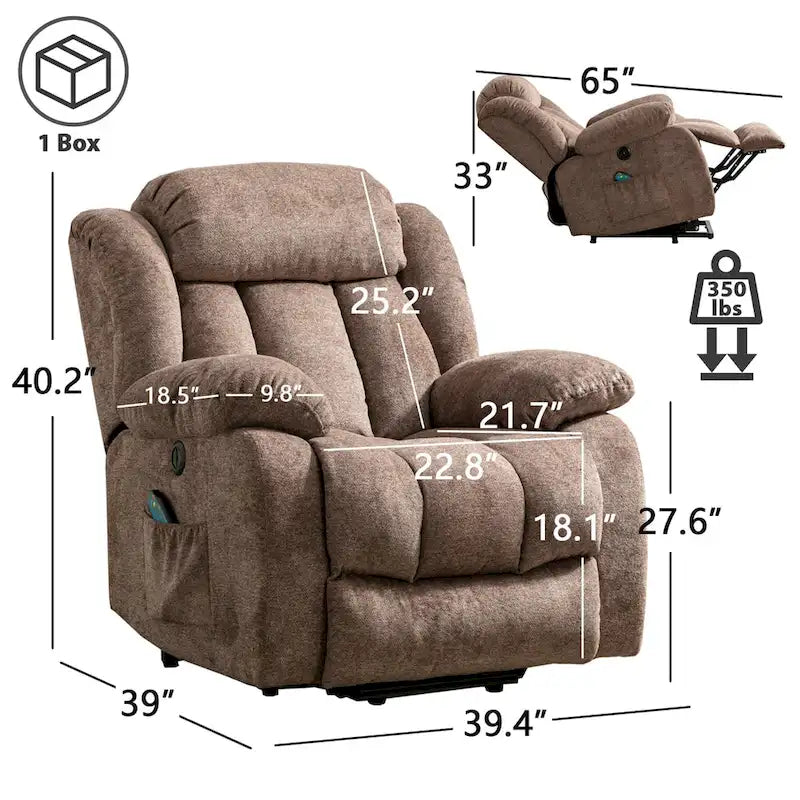 Power Lift Assit and Massage Recliner Chair for Elderly