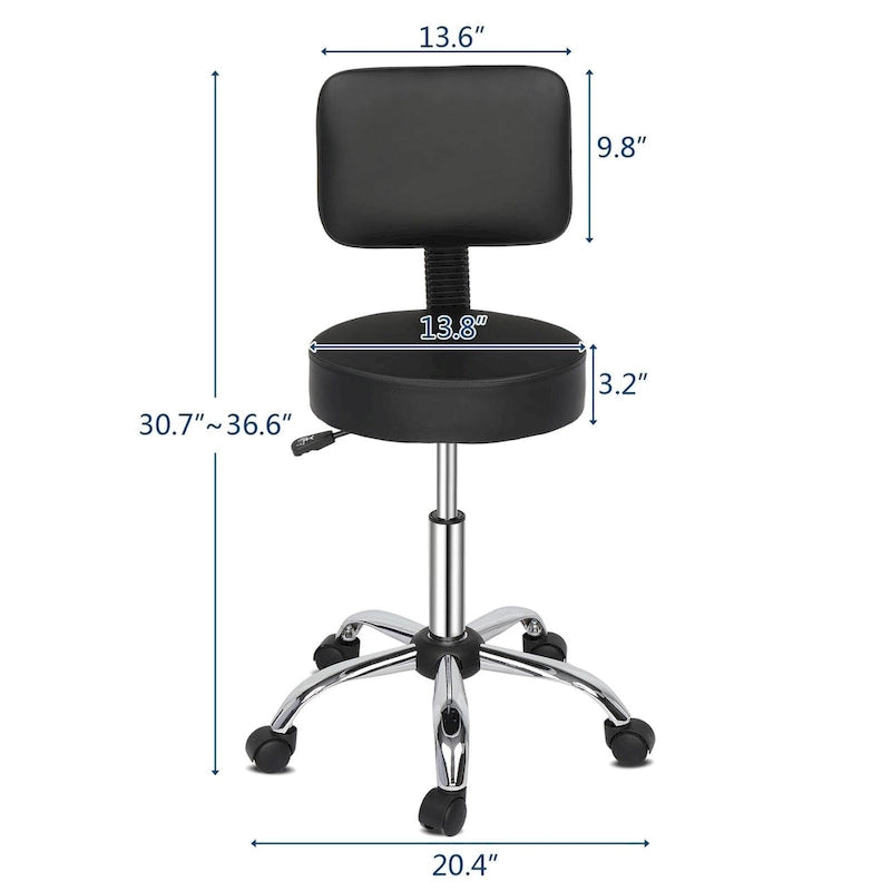 Drafting Chair Rolling Swivel Salon Stool with Back Support Foot Rest